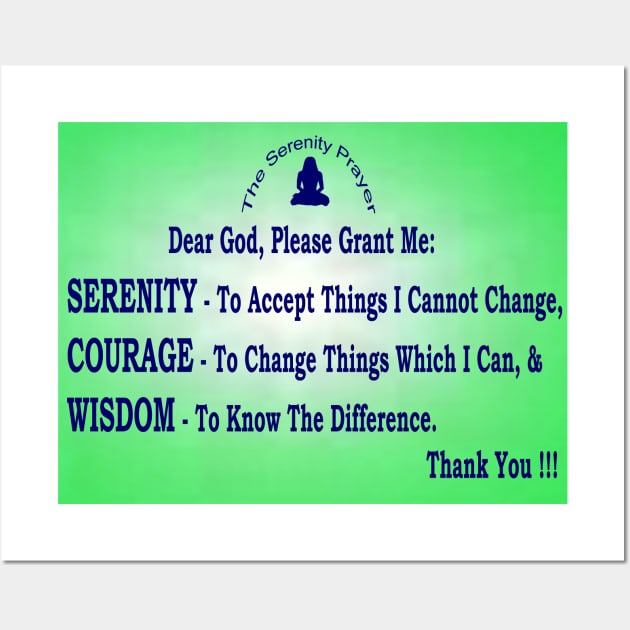 "The Serenity Prayer - Wall Art with Scattering Green Background Wall Art by "Ekaa Digi Arts"